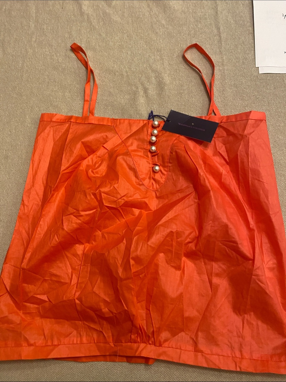 Women’s Orange Pearl-Button Camisole